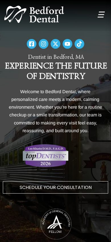 Bedford Dental on a phone