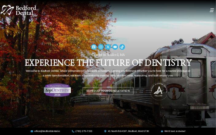 Bedford Dental: the website Dental Space built, Bedford, MA