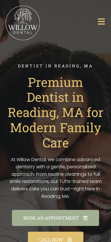 Willow Dental on a phone
